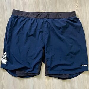 CRAFT Spartan Men's Running Shorts Sz 2XL Blue/Black 7" Drawstring Gym Atheletic